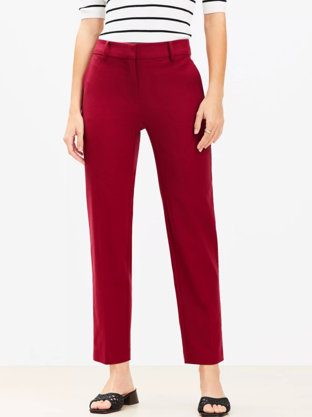LOFT Cropped Straight Pants in Deep Burgundy